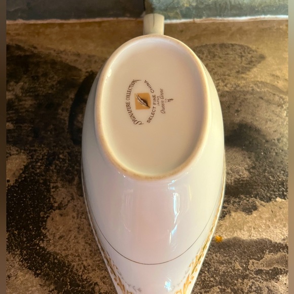 VTG Signature Queen Anne Gravy Boat Oval Green MCM Fine China Serving - Picture 5 of 10